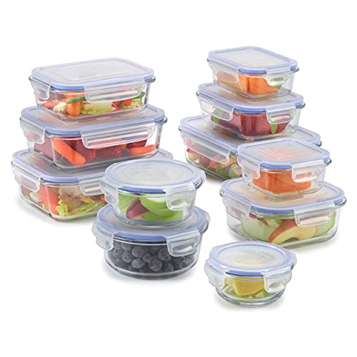 1790 Glass Food Storage Containers with Lids - 9 Pack, Airtight & Leak Proof, Heat Resistant to 550℉ Y64044