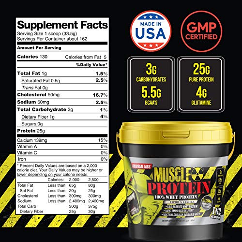 Muscle Protein Whey Powder Chocolate, Cold Filtered, 25g Protein H73234