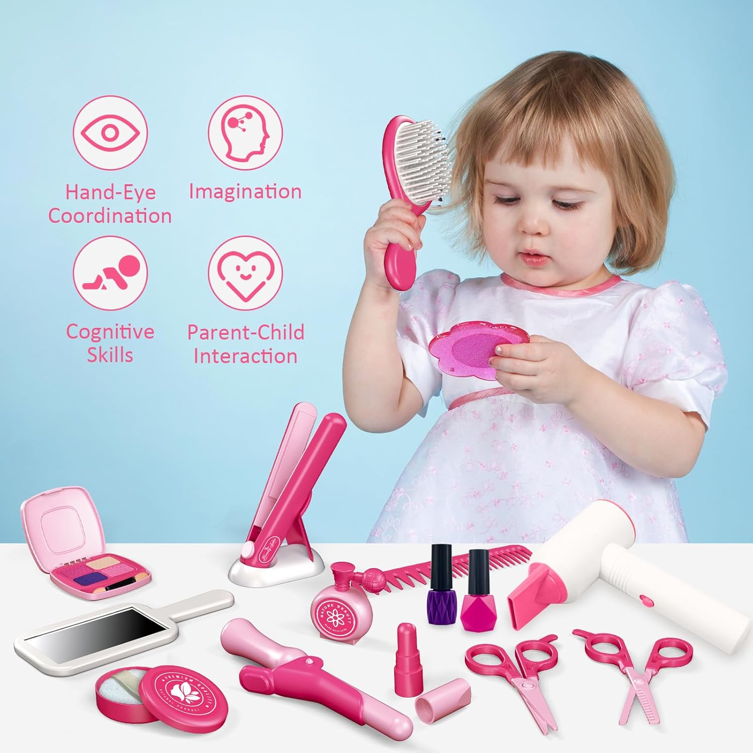 RedCrab Kids Beauty Salon Toy Set, Pretend Makeup Kit for Girls T575