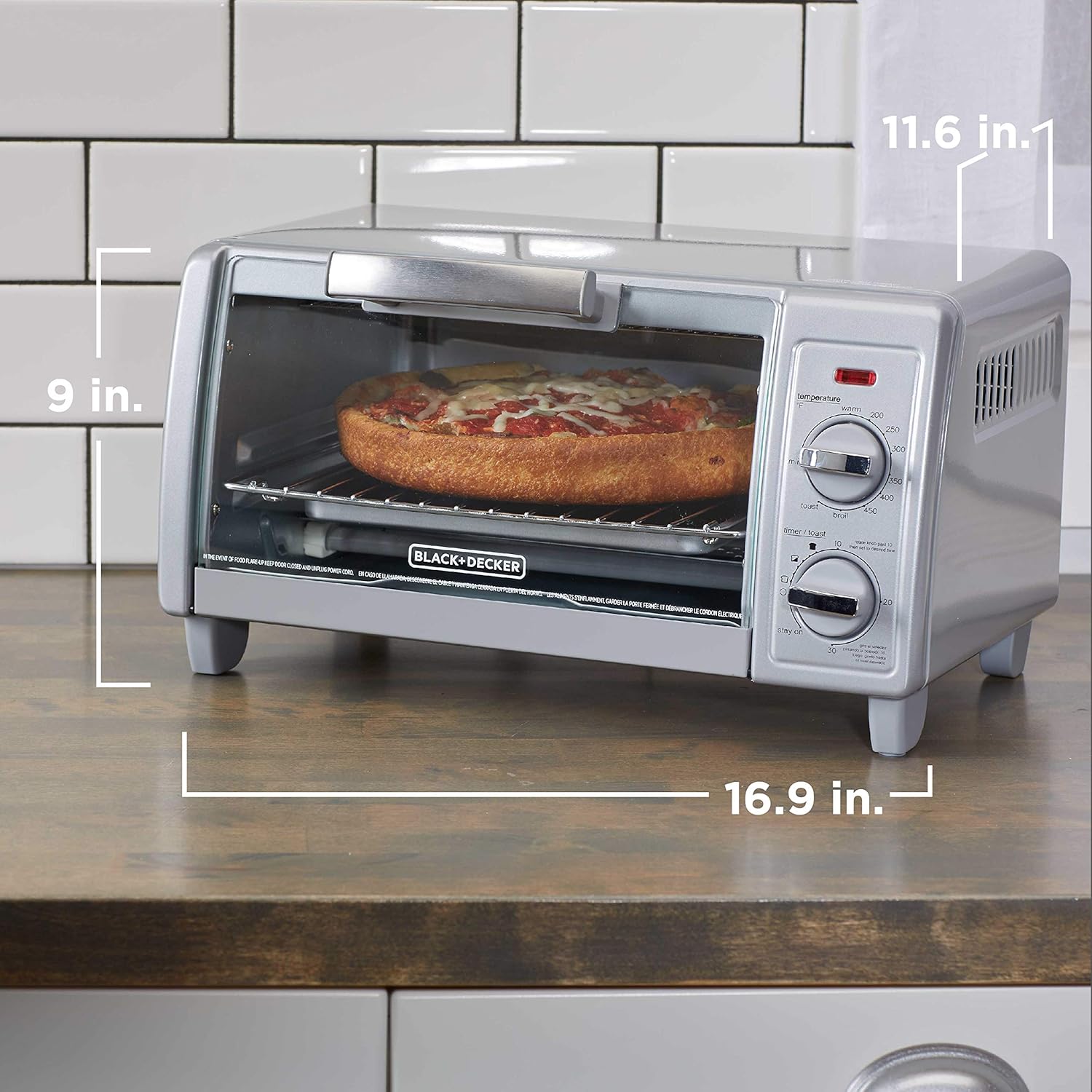 BLACK+DECKER TO1705SG 4-Slice Toaster Oven, Stainless Steel L5950