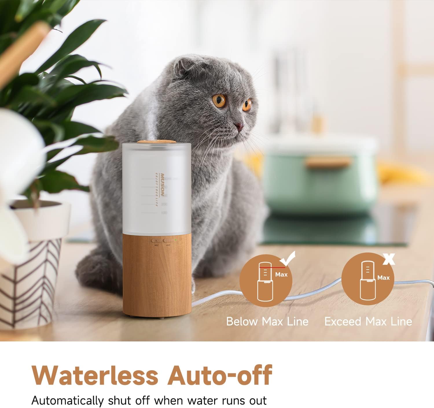 muson Mini Essential Oil Diffuser Aroma Cool Mist Humidifier for Car Office Travel M97121