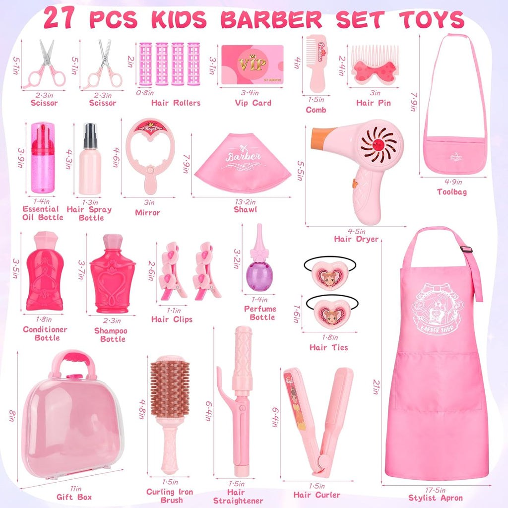 Girls Beauty Salon Set, 27 PCS Pretend Play Hair Styling Toy for Ages 3-9 V463650