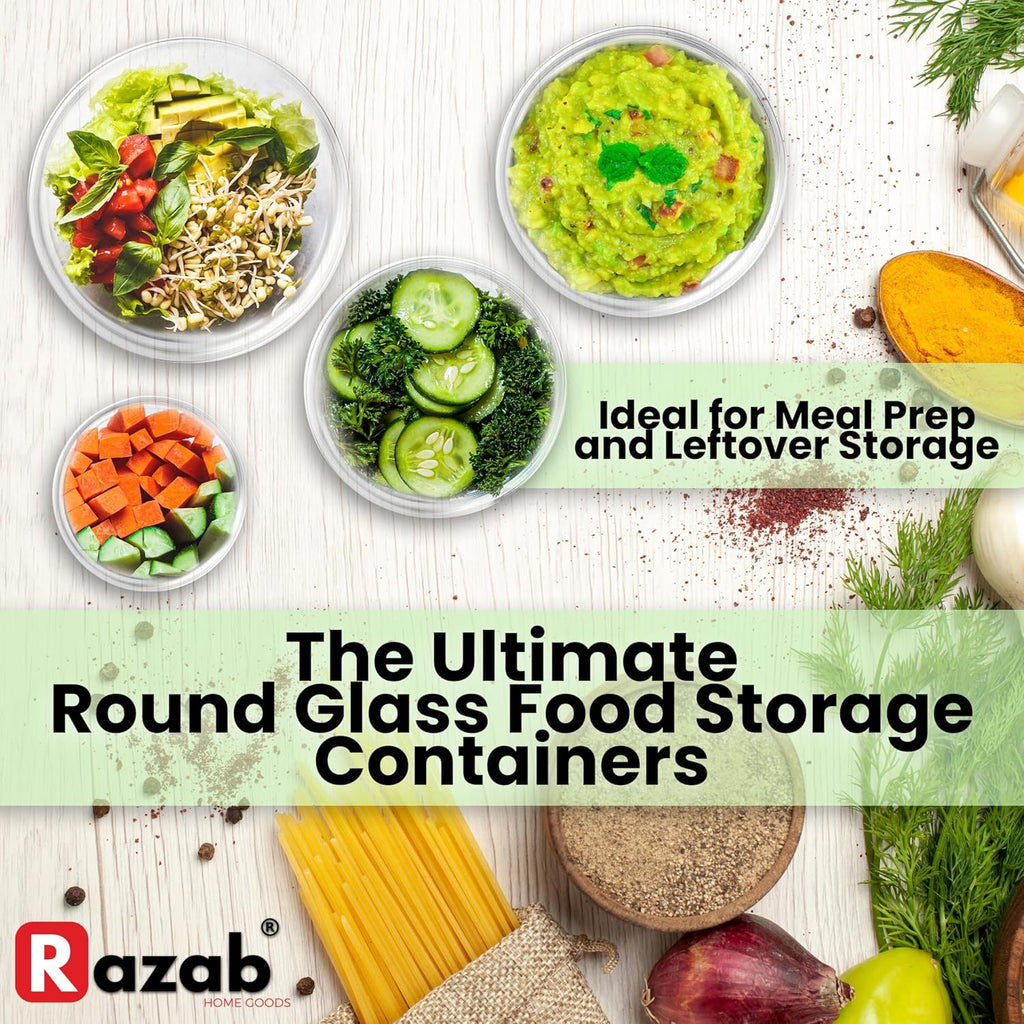 Razab 12 Pc Glass Food Storage Container Set with Lids Q481