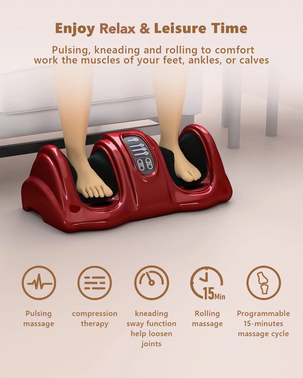 Foot Shiatsu Massager with Remote, 3 Modes for Feet and Calves V6622