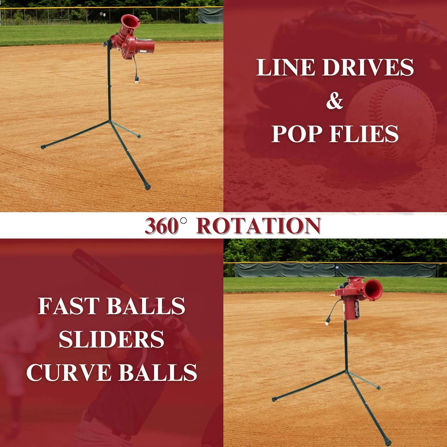 Heater Power Alley Lite 360 Baseball Pitching Machine for Lightweight Training G316787