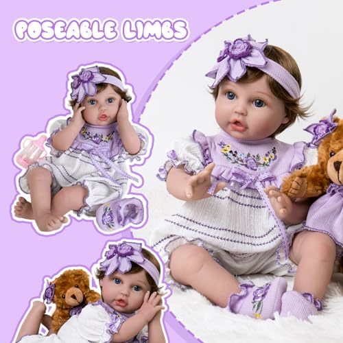 Aori Lifelike Reborn Baby Doll 22 Inch Girl with Feeding Accessories W348