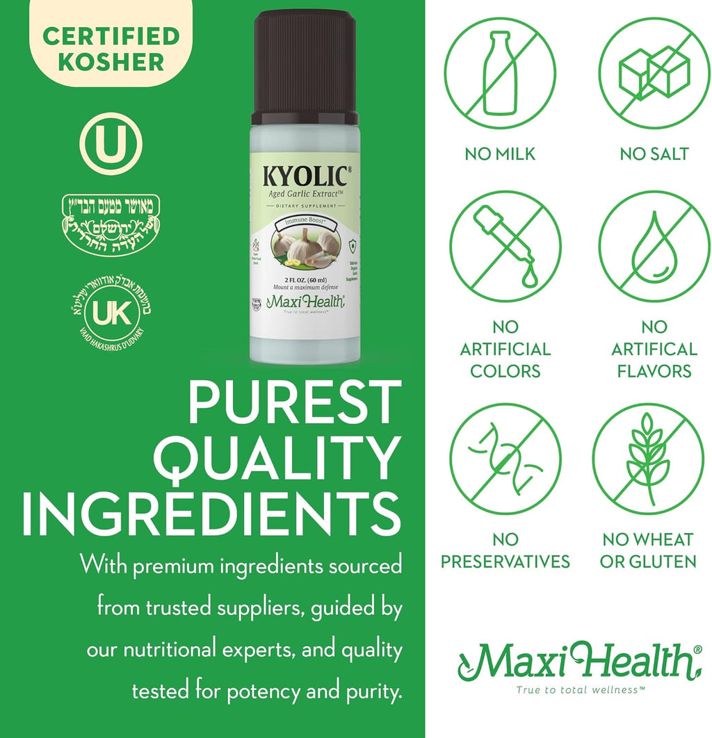 Kyolic Aged Garlic Extract Liquid - Odorless Organic Garlic Supplements, 2 Pack Y66728