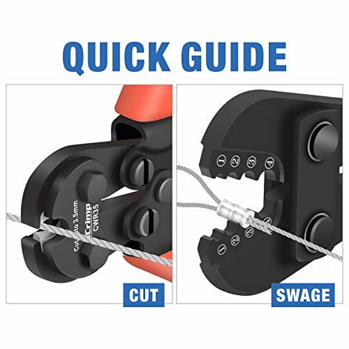 iCrimp Swaging Tool for Wire Rope Crimping, Aluminum Copper Sleeves and Ferrules, with Built-in Cable Cutter V3331