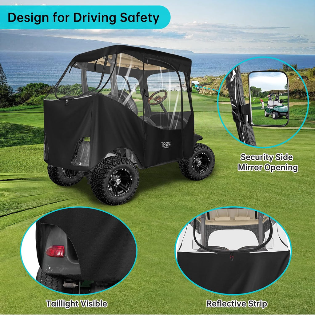 10L0L 2 Passenger Golf Cart Enclosure for Club Car DS & Precedent, Black N2418