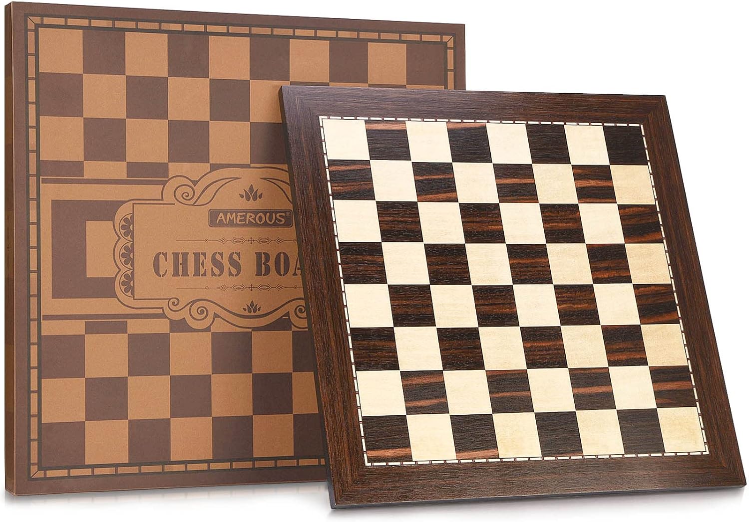 AMEROUS 19 Inches Professional Wooden Tournament Chess Board with 2.0" Squares/Gift Package/Chess Board Only (No Chess Pieces)