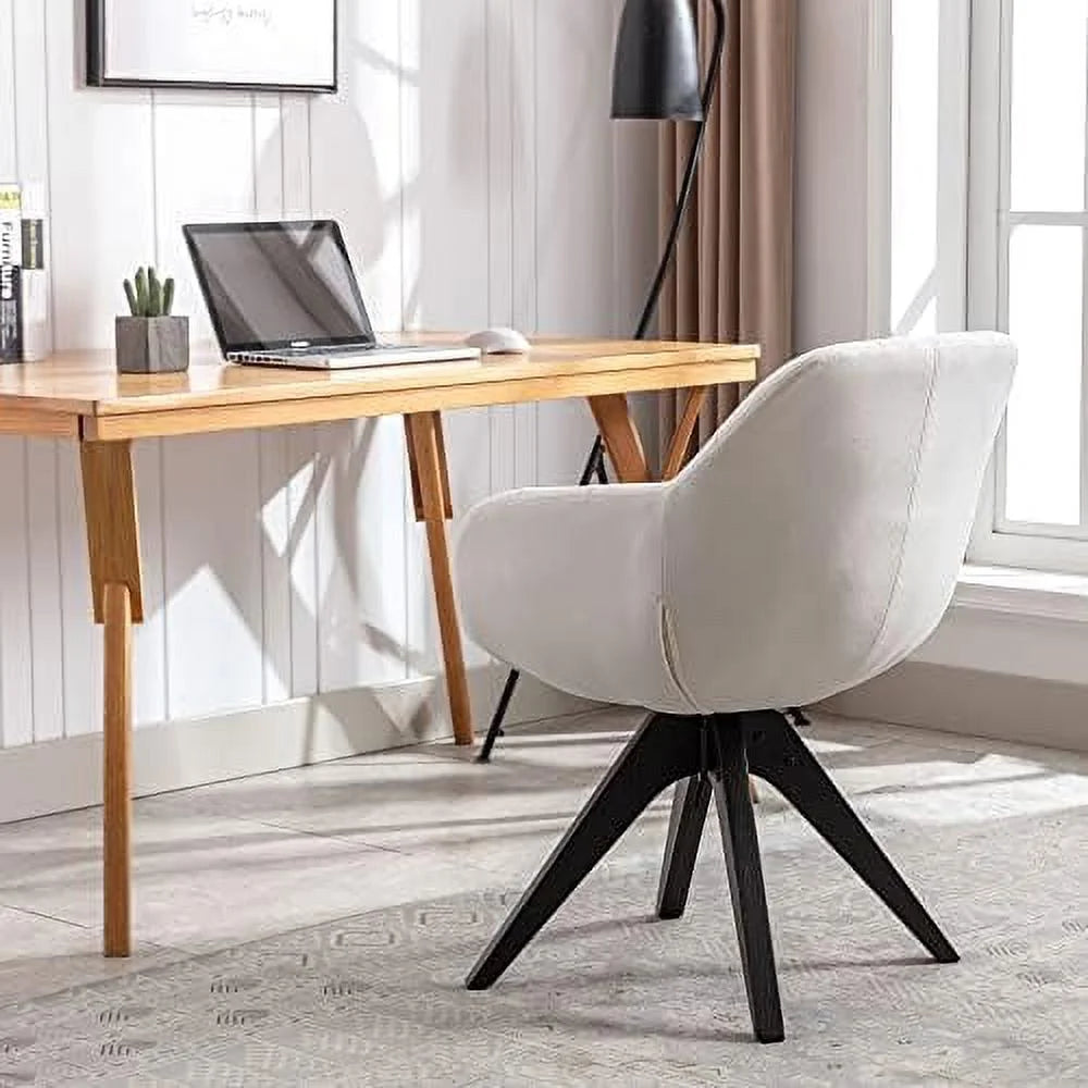 HOOMZNB Mid Century Modern Swivel Accent Chair with Wood Legs Light Grey R99366