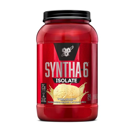 BSN SYNTHA-6 Isolate Protein Powder, Strawberry Protein Powder with Whey Protein Isolate, Milk Protein Isolate, Flavor: Strawberry Milkshake, 24 Servings (Packaging May Vary)