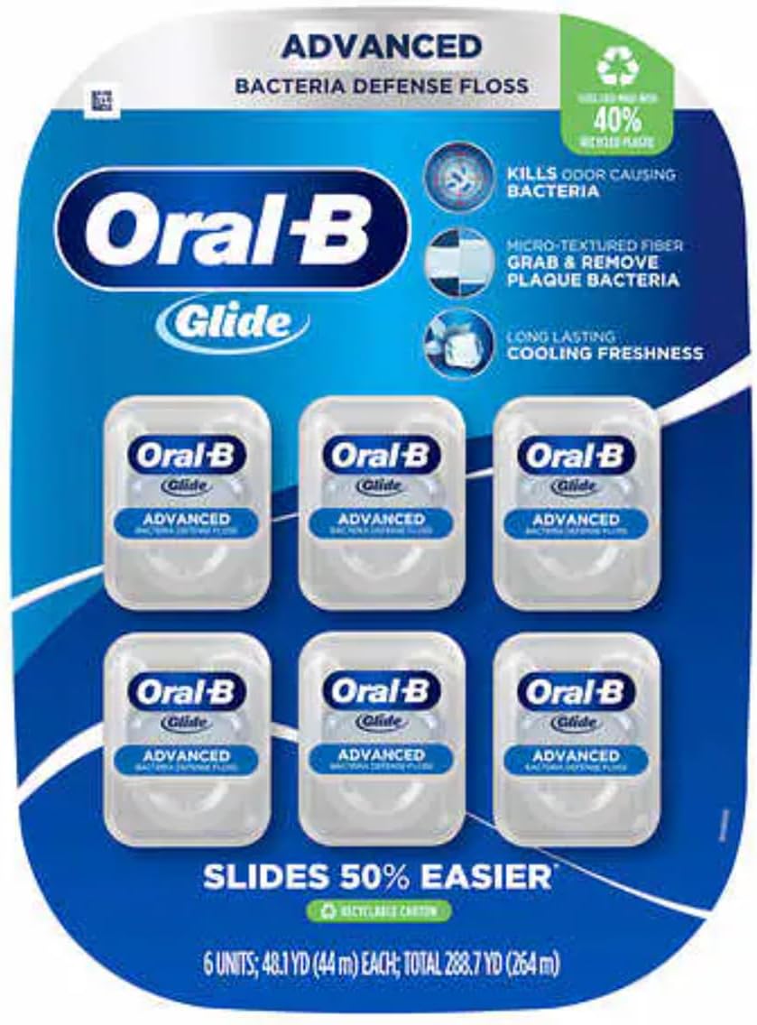 Oral-B Glide Advanced Bacteria Defense Floss 44m, 6 Pack M48917