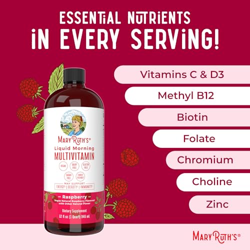 MaryRuth Organics Multivitamin Multimineral Liquid for Women Men & Kids, Vegan, Non-GMO, 32 Fl Oz A775415
