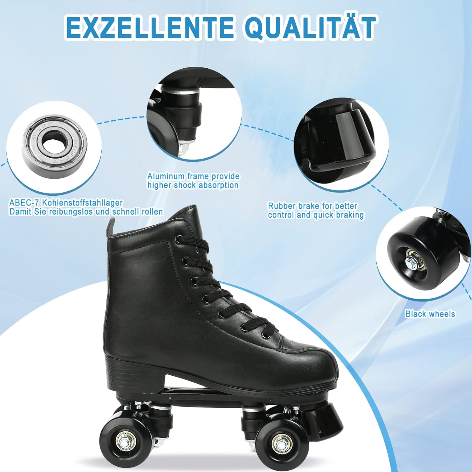 jessie PU Leather Roller Skates for Women Adjustable Four-Wheel T9811