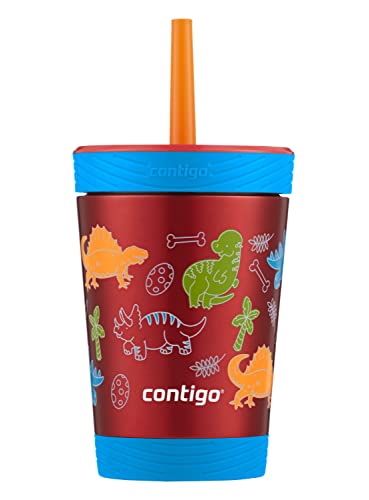 Contigo THERMALOCK Spill-Proof Kids Stainless Steel Tumbler with Straw, 12 Oz., Blueberry Raspberry Cosmos