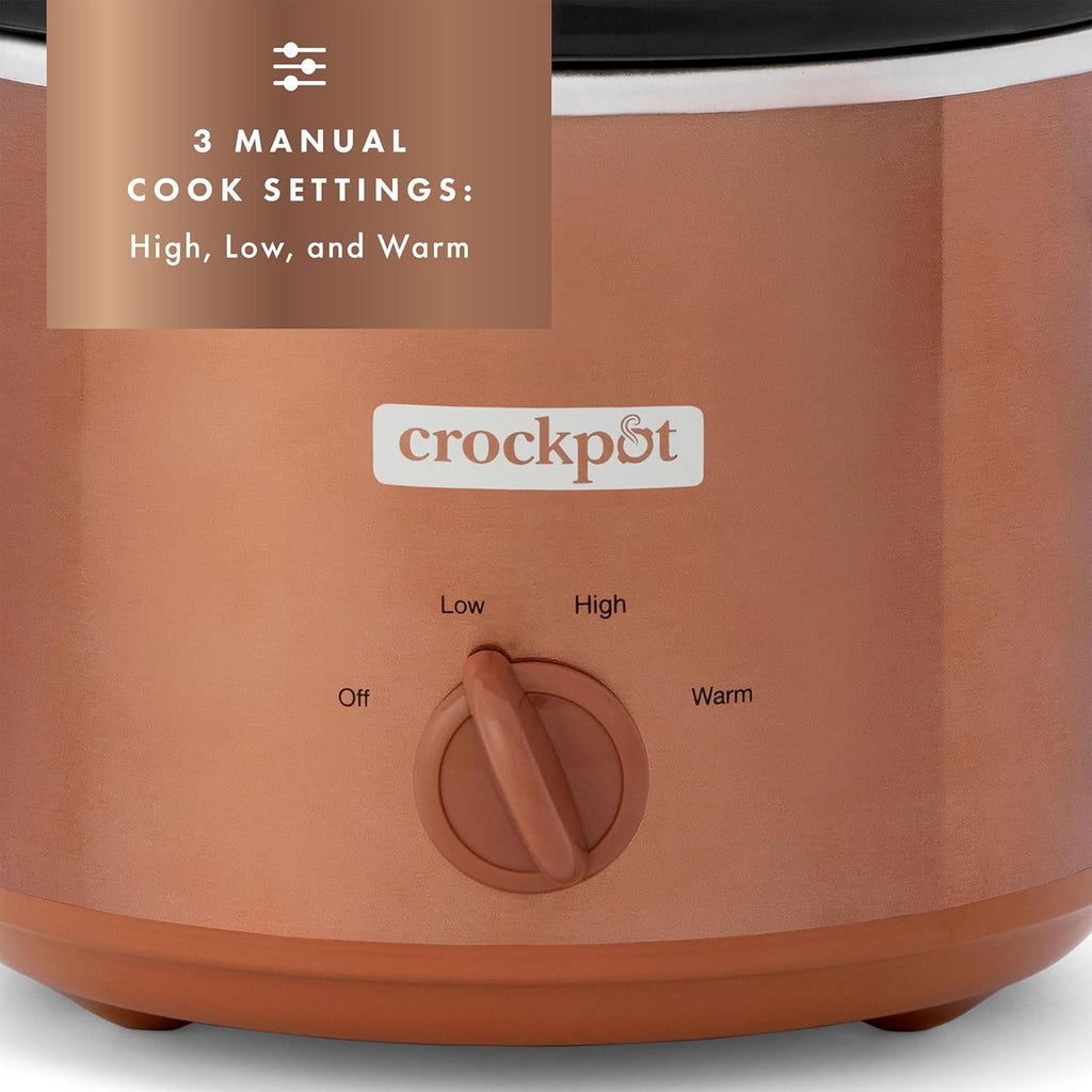 Crock-Pot 3 Quart Manual Slow Cooker with Removable Stoneware Bowl, Copper K5795