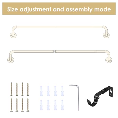 1 Inch Industrial Black Curtain Rod for Windows 72-144" Adjustable T134179
