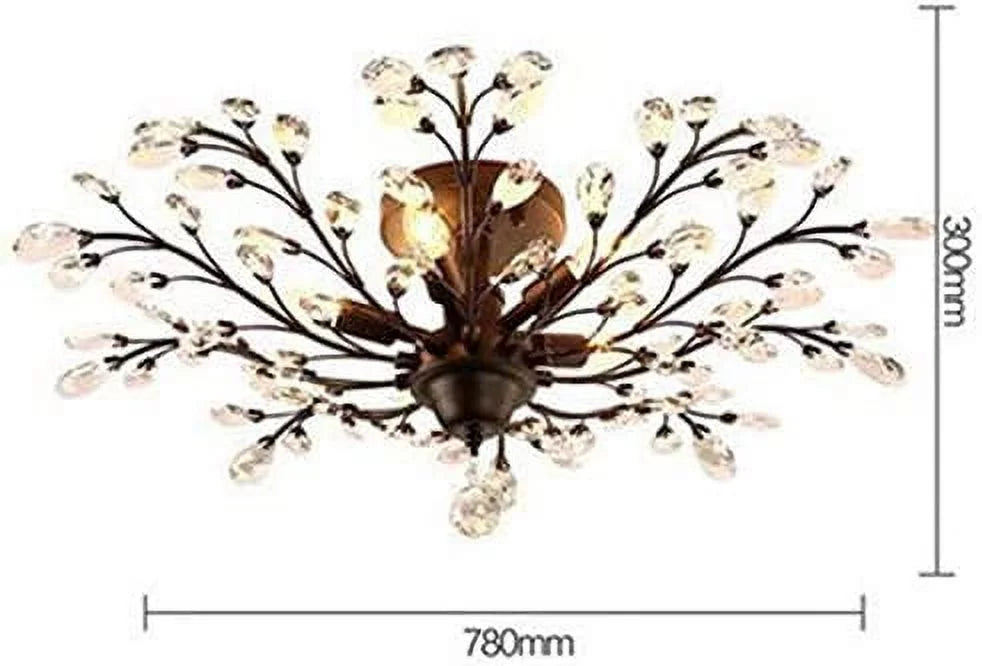 Miumaeov Vintage Crystal Semi Flush Mount Ceiling Light I943