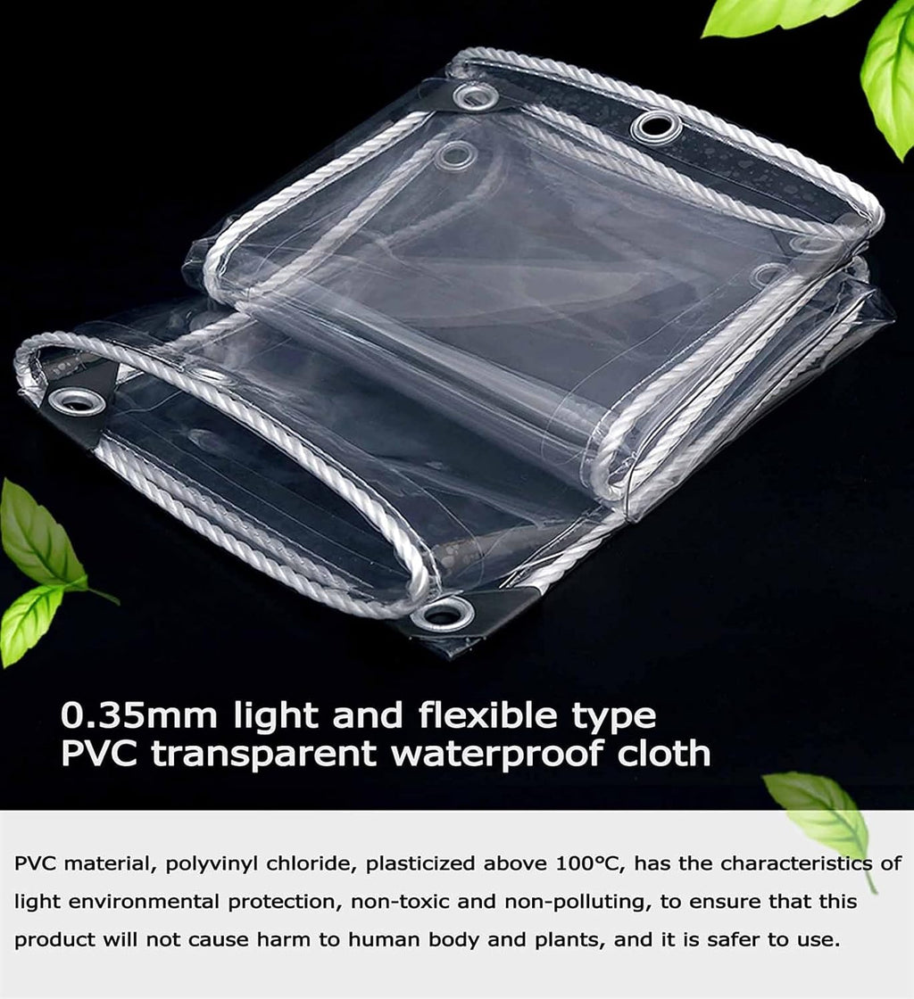 Heavy Duty Waterproof PVC Transparent Tarpaulin Cover 0.35mm Clear Awning Canopy Patio Tent Enclosure 1x3m W1231