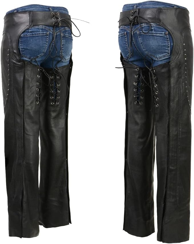 Milwaukee Leather Chaps ML1186 Women Black Low-Rise Motorcycle T3595