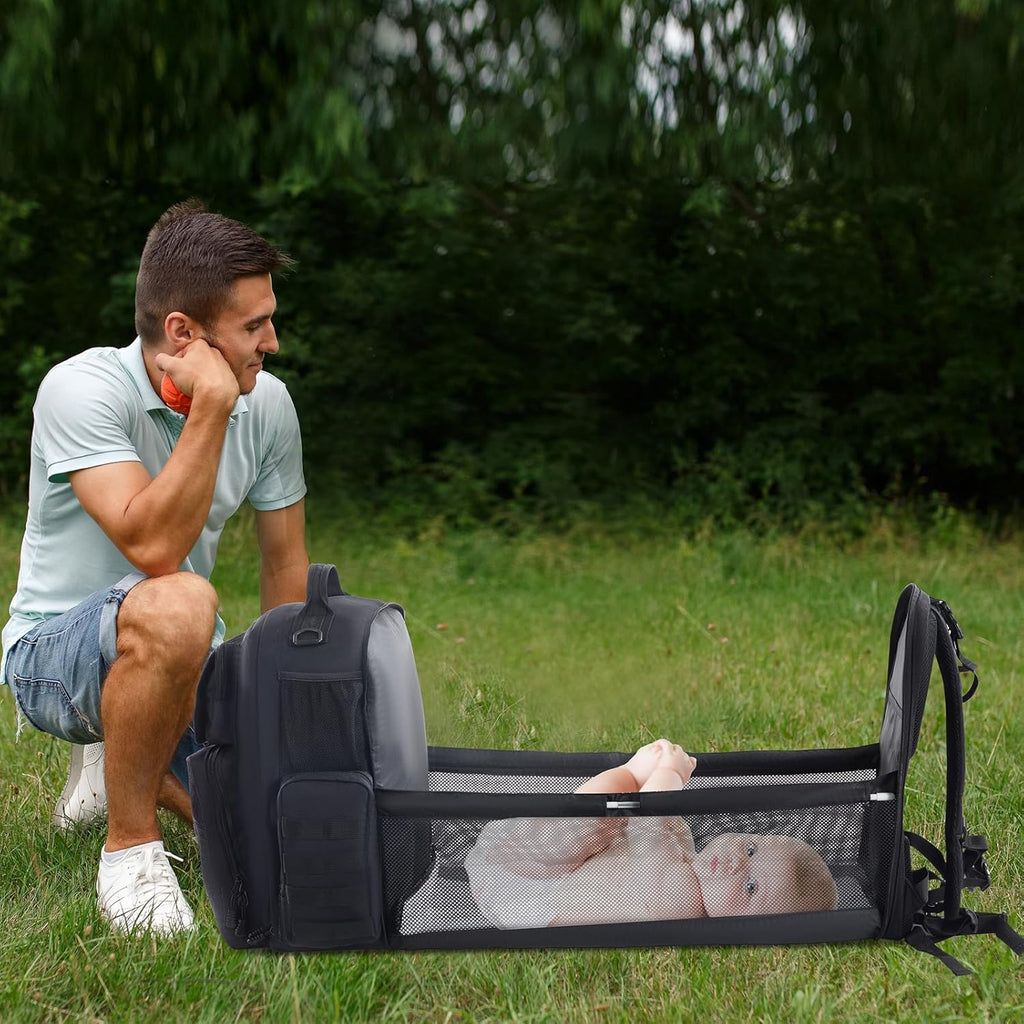 Tactical Diaper Bag Backpack for Dad with Changing Station, Black V2896