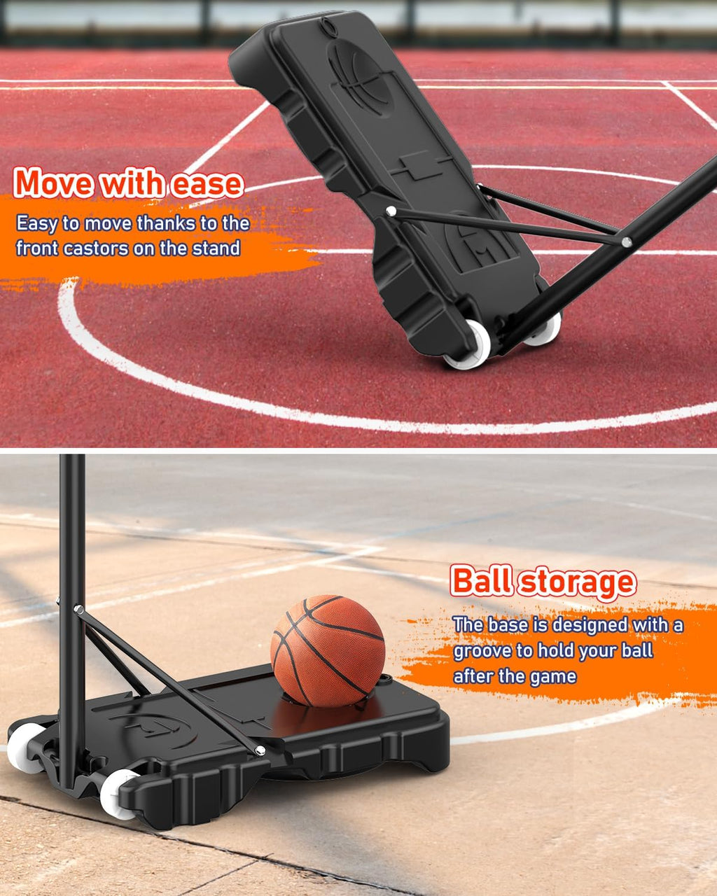 Portable Basketball Hoop 5-7FT Adjustable with 33 Inch Shatterproof Backboard Z449142