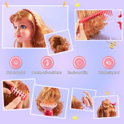 Girls Hair Salon Toys 21Pcs Pretend Play Stylist Kit with Apron and Accessories M525392