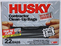Husky Heavy Duty Contractor Clean-Up Bag, Poly, 42 gal, 4 ft L x 2 ft 9 in W x 2 mil T, Black