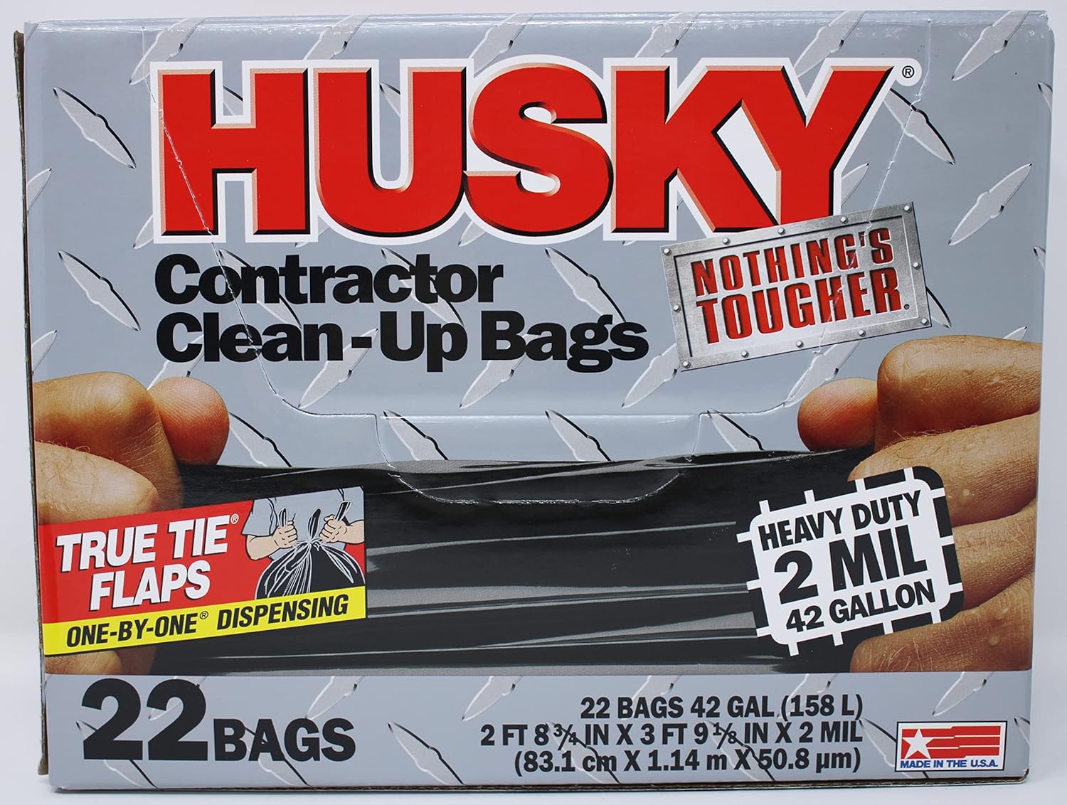 Husky Heavy Duty Contractor Clean-Up Bag, Poly, 42 gal, 4 ft L x 2 ft 9 in W x 2 mil T, Black