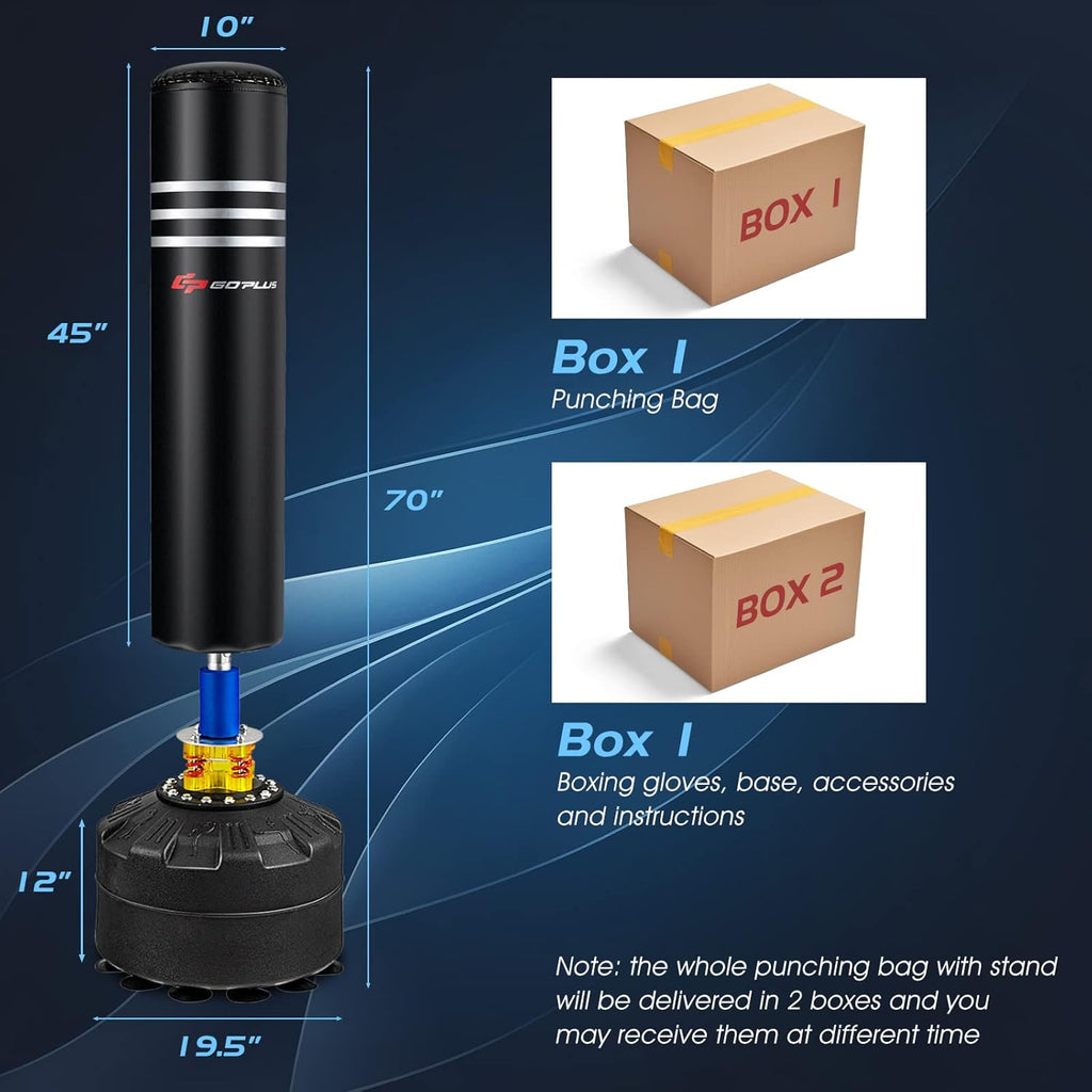 Goplus Freestanding Punching Bag 220LBS with Gloves, Shock Absorber, Suction Cup Base U540