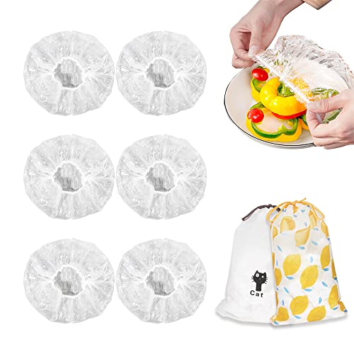 200PCS Plastic Bowl Covers Reusable, Elastic Food Storage Cover Stretch Plastic Wrap for Food, Bowl Covers for Bread Proofing, Food Cover for Family Outdoor Picnic - Alternative to Foil, Plastic Wrap