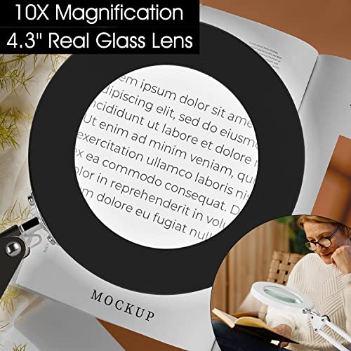 Qsky 2-in-1 LED Magnifying Desk Lamp with Clamp, 10X, 3 Color Modes J623