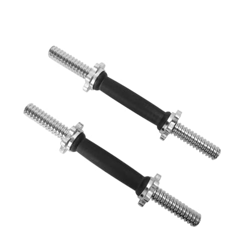 Threaded Dumbbell Rubber/Chrome Handles 1 Inch Pair, Adjustable Dumbbell Bar Handles, Fits Standard Weight Plates with 1” Diameter, for Gym Workouts, Exercise, Weightlifting, Sold in Pair
