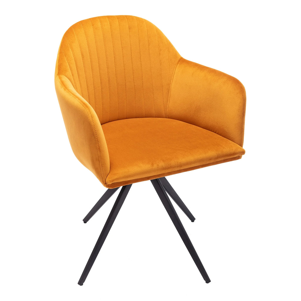 Rowe Swivel Arm Velvet Chair Cognac