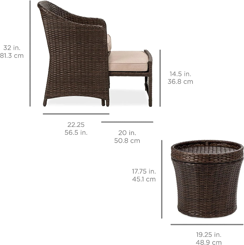 5-Piece Outdoor Patio Furniture Set with Storage Table, Brown/Beige I297