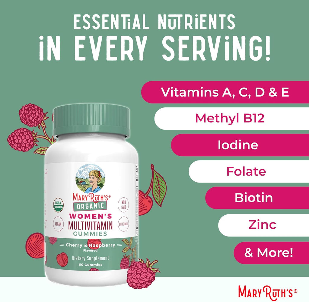 MaryRuth Organics Multivitamin Gummy for Women, Vegan, USDA Organic, 60 Count H806