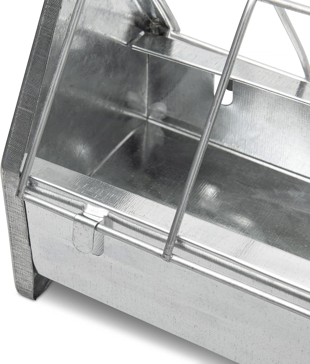 Galvanized Metal Chicken Feeder Trough 15" with Anti Roosting Guard G2347