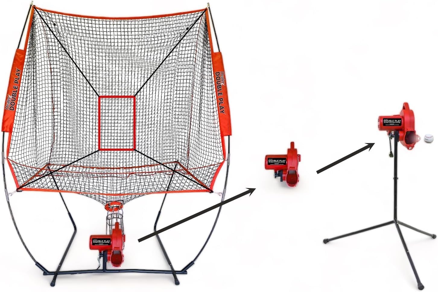 Heater Sports Double Play Pitch Back & Pitching Machine DP249, Red