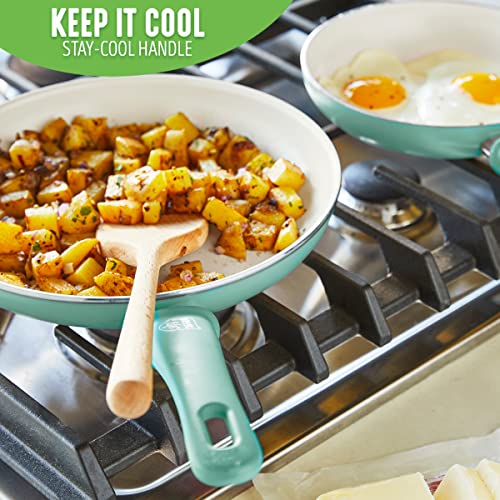 GreenLife Soft Grip Ceramic Nonstick Frying Pan Skillet Set 8" 10" 12", PFAS-Free, Dishwasher Safe, Soft Pink U583148