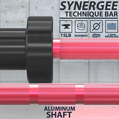 Synergee 15lb Technique Barbell Aluminum Bar for Olympic Lifting C8373