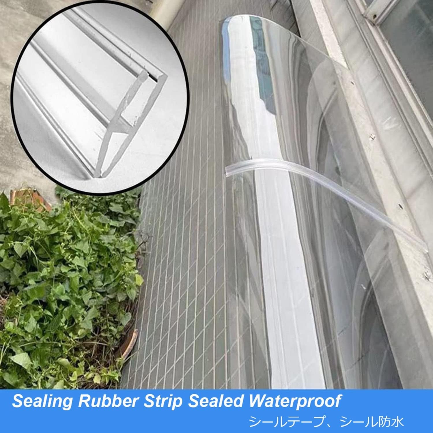 Polycarbonate Awning Canopy UV Rain Snow Protection for Door Patio, 15.7x39in W7442