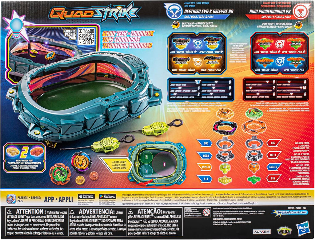 BEYBLADE Burst QuadStrike Light Ignite Battle Set Stadium with 2 Tops and 2 Launchers Y56778