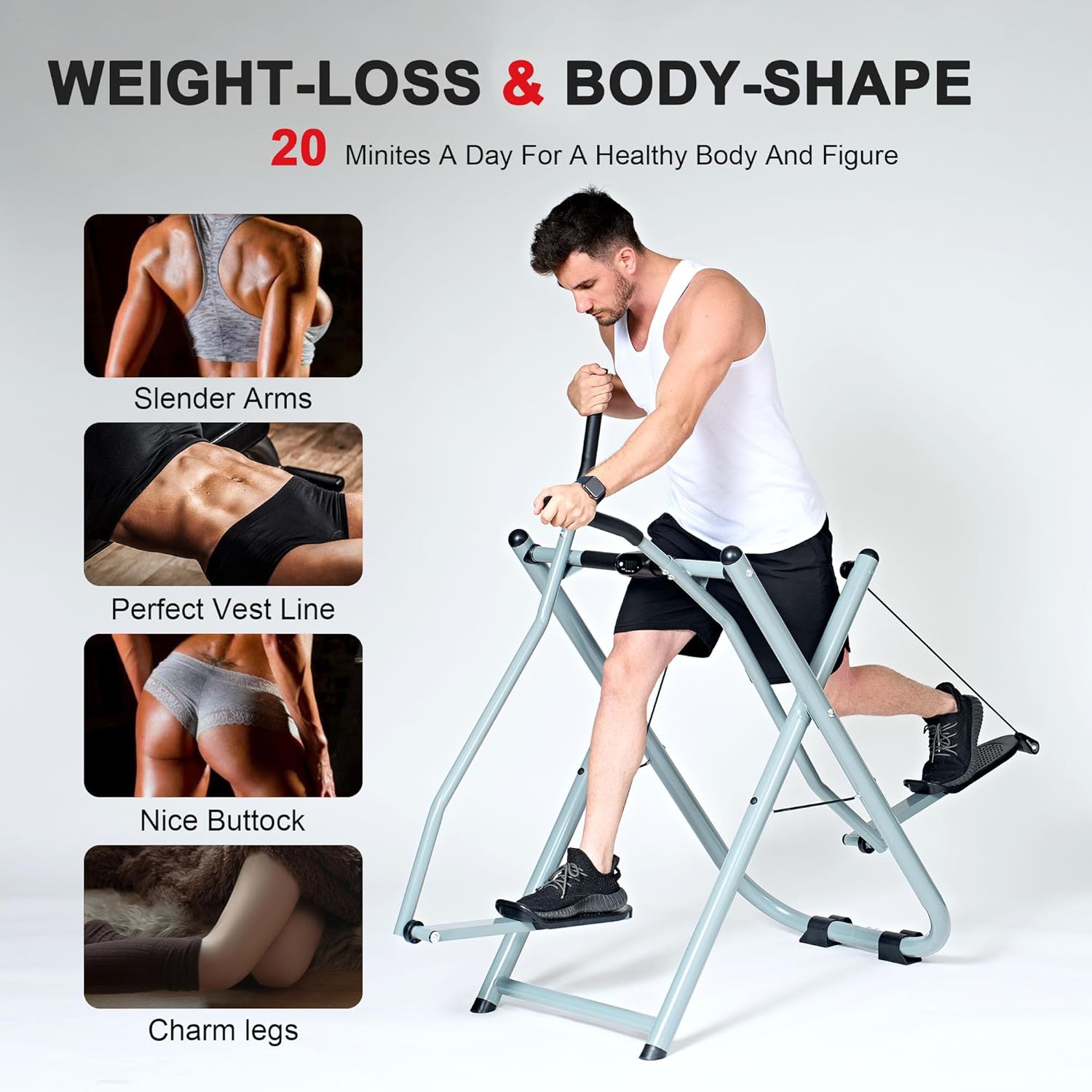 SogesPower Air Walk Trainer Elliptical Machine Glider with Monitor, 330LBS Capacity C6055