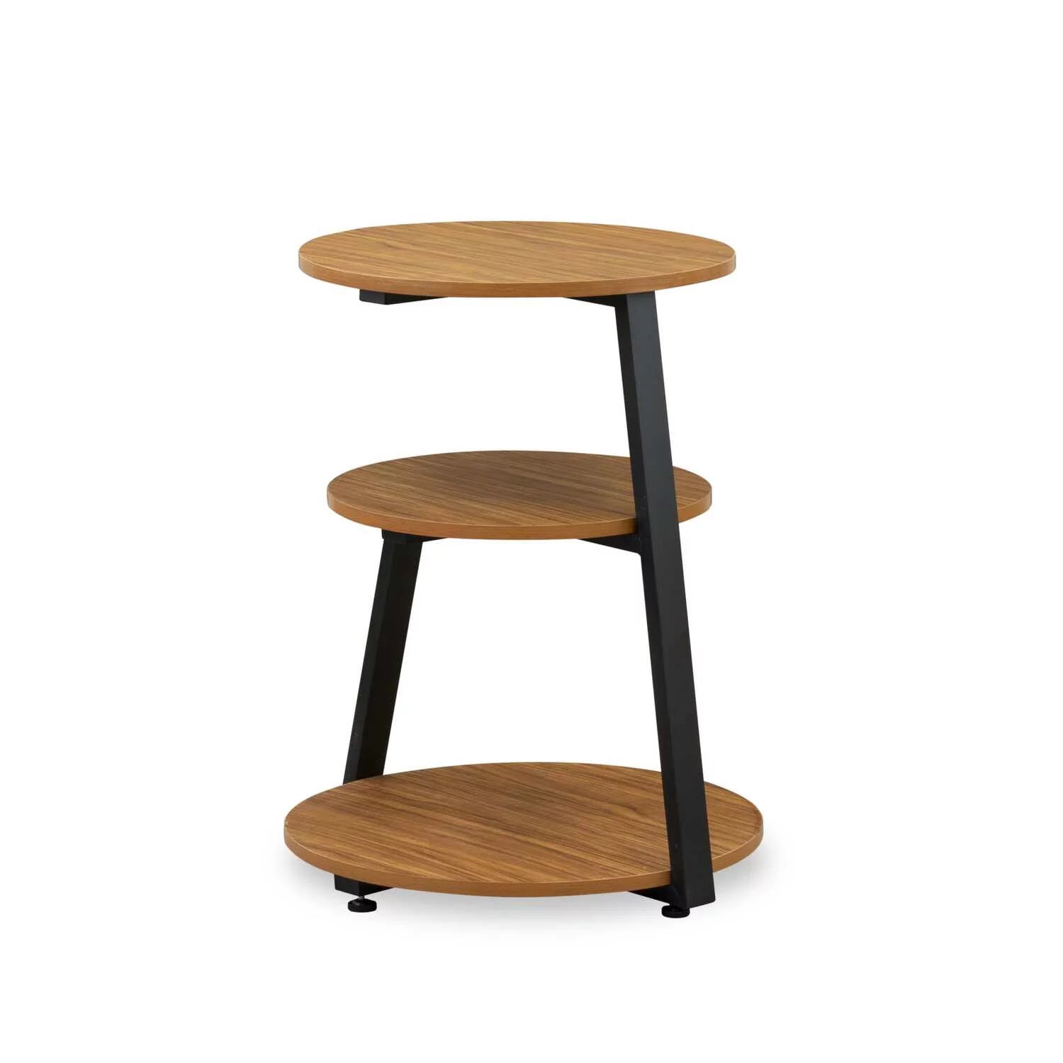 East West Furniture Driscoll Round Wooden and Metal End Table, Black/Oak D356932