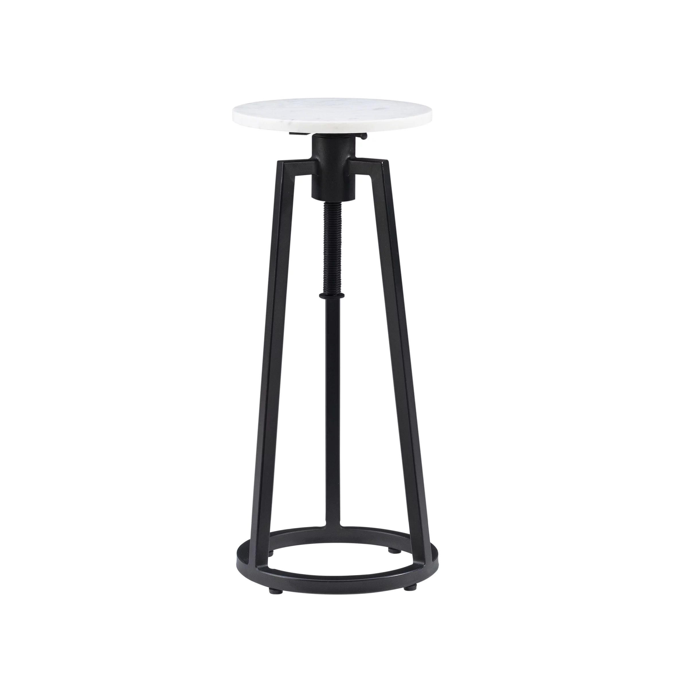 Powell Bowers Round Adjustable Height Drink Table, Black/White Marble R4114