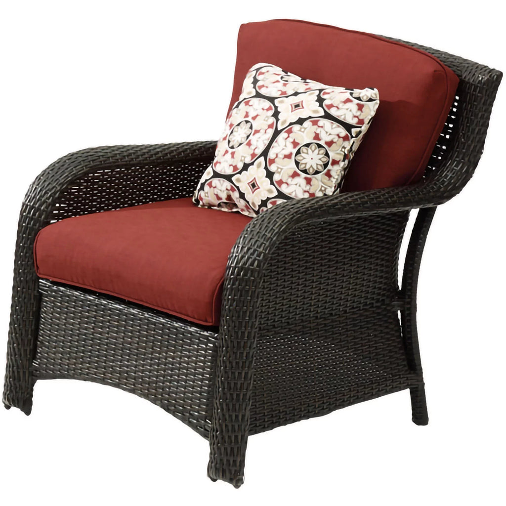 Hanover Strathmere 6-Piece Wicker Outdoor Conversation Set, Crimson Red P6254