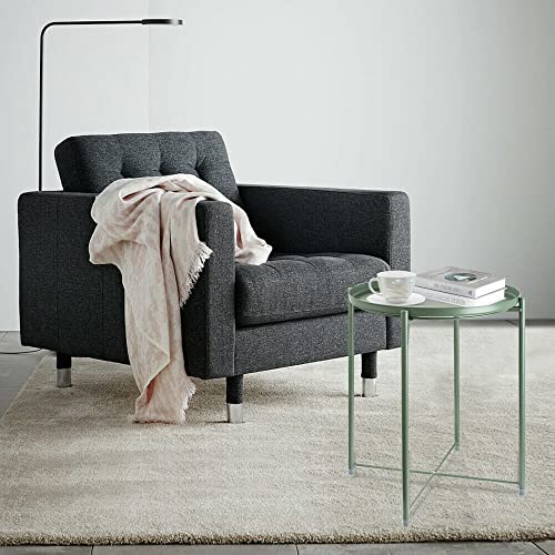 Round Metal Tray Side Table with Removable Top, Indoor & Outdoor N525