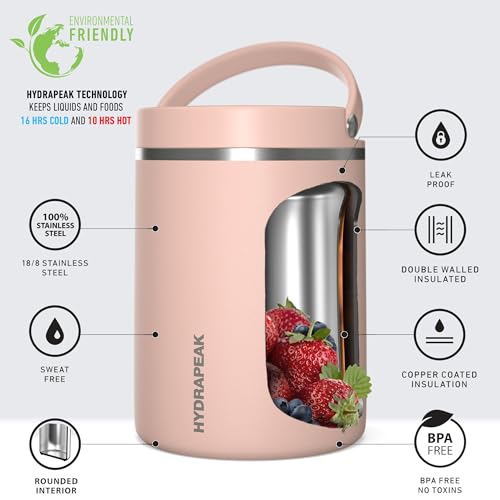 Hydrapeak 32oz Stainless Steel Vacuum Insulated Food Jar, Wide Mouth Leak-Proof, Navy U368