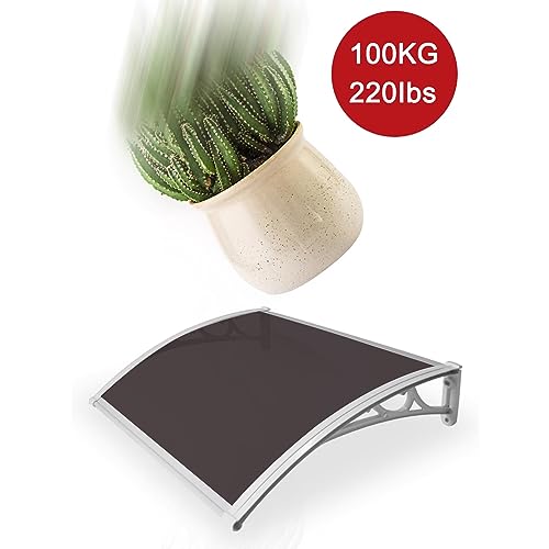 UV Rain Snow Protection Front Door Canopy Awning, Brown Polycarbonate, 47"x43" E5352